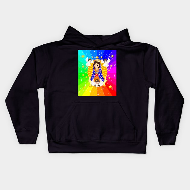 Our Lady of Guadalupe Guadalupita Virgen Maria Mexican Virgin Mary Mexico Kids Hoodie by hispanicworld